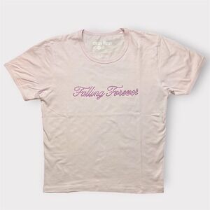 Dua Lipa Falling Forever Rhinestone Baby Pink Graphic T-Shirt Womens XL